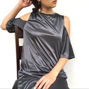NWT Zara Metallic Cold Shoulder Dress